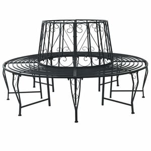 vidaXL Tree Bench &Oslash; 160 x 89 cm Steel Black Round