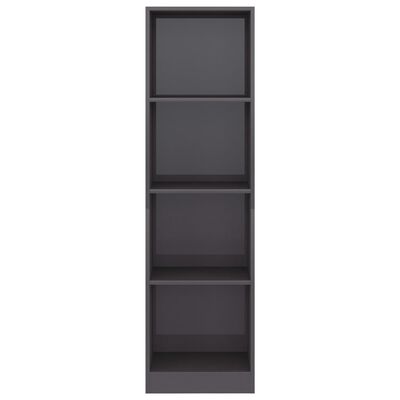 vidaXL 4-Tier Book Cabinet High Gloss Grey 40x24x142 cm Engineered Wood