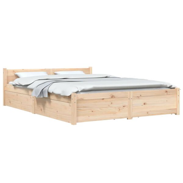 vidaXL Bed Frame without Mattress with Drawers Double