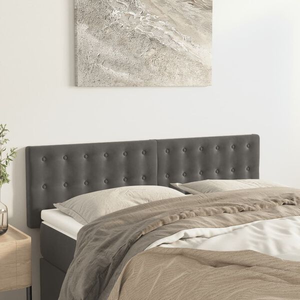 vidaXL Headboards Dark Grey 144x5x78/88 cm Velvet