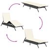vidaXL Sun Loungers with Cushions 2 pcs Black Poly Rattan