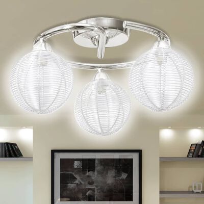 Ceiling Lamp Mesh Wire Shades on Round Rail for 3 G9 Bulbs