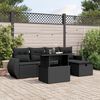 vidaXL 6 Piece Garden Sofa Set with Cushions Black Poly Rattan
