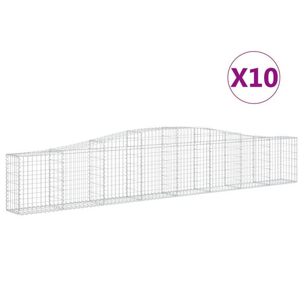 vidaXL Arched Gabion Baskets 10 pcs 400x30x60/80 cm Galvanised Iron