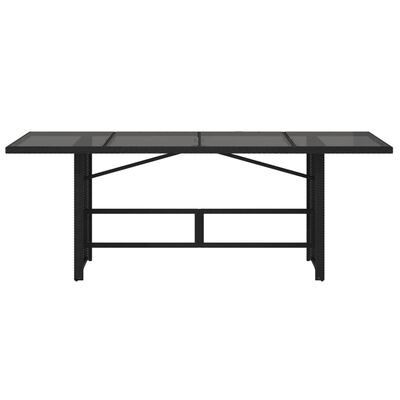 vidaXL Garden Table with Glass Top Black 190x80x74 cm Poly Rattan