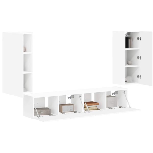 vidaXL TV Wall Cabinet Set Wall-mounted 4 pcs White Engineered Wood