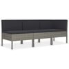 vidaXL 3 Piece Garden Lounge Set with Cushions Poly Rattan Grey