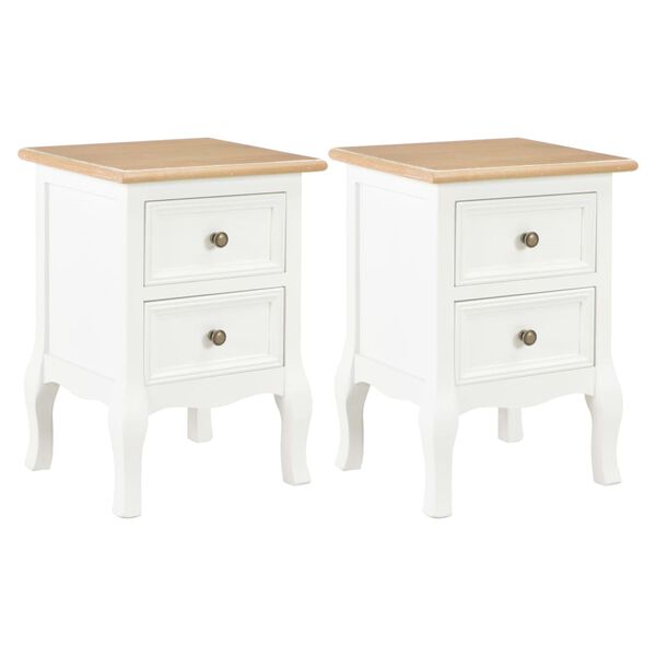 vidaXL Bedside Cabinet 2 pcs White 35x30x49 cm MDF