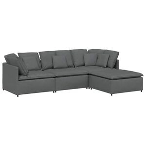vidaXL Modular Sofa with Footstool&Cushions Fabric Dark Grey