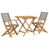 vidaXL Bistro Set | Grey | Solid acacia wood, PE rattan | 3 Piece | Foldable