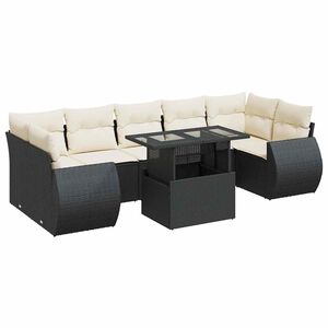 vidaXL 8 Piece Garden Sofa Set with Cushions Black Poly Rattan