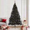 vidaXL Artificial Pre-lit Christmas Tree Black 210 cm PVC