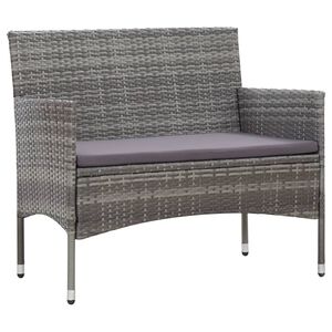 vidaXL Garden Bench 105 cm Poly Rattan Grey
