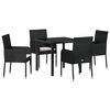 vidaXL Garden Dining Set 5 pcs Black Poly Rattan