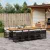 vidaXL 11 Piece Garden Dining Set with Cushions Black Poly Rattan