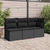 vidaXL Garden Sofa with Cushions 3-Seater Black Poly Rattan