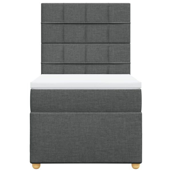 vidaXL Box Spring Bed with Mattress Dark Grey King Single Fabric