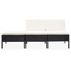 vidaXL 3 Piece Garden Lounge Set with Cushions Poly Rattan Black