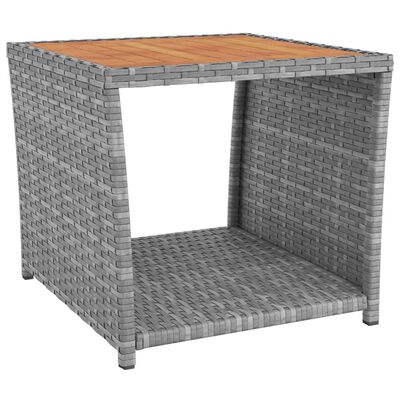vidaXL 2 Piece Garden Lounge Set Grey Poly Rattan&Solid Wood Acacia