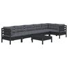 vidaXL 7 Piece Garden Lounge Set with Cushions Black Pinewood