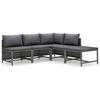vidaXL 5 Piece Garden Lounge Set with Cushions Poly Rattan Grey
