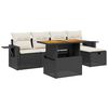 vidaXL 6 Piece Garden Sofa Set with Cushions Black Poly Rattan