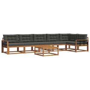 vidaXL Outdoor Sofa Set with Cushion 7 pcs Natural and Anthracite