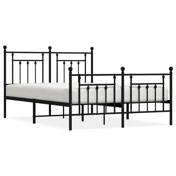 vidaXL Metal Bed Frame without Mattress with Footboard Black 150x200cm