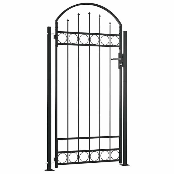 vidaXL Fence Gate Assen with Arched Top and 2 Posts 105x170 cm Black