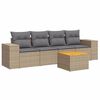 vidaXL 5 Piece Garden Sofa Set with Cushions Beige Poly Rattan