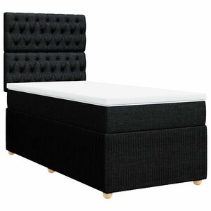 vidaXL Box Spring Bed with Mattress Black King Single Fabric
