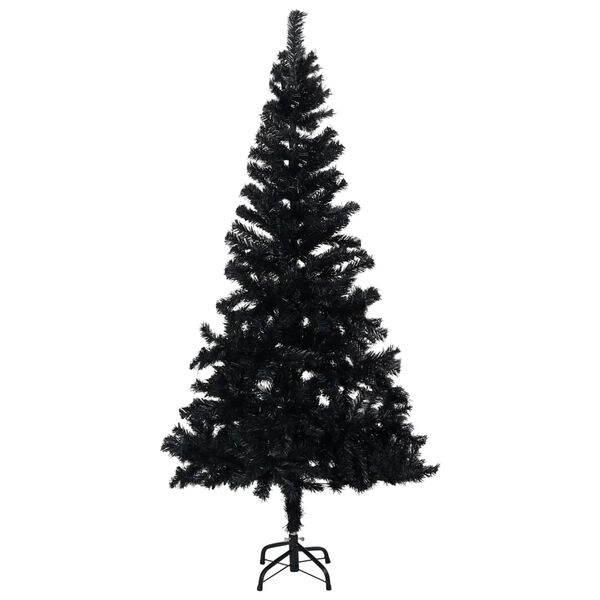 vidaXL Artificial Pre-lit Christmas Tree with Stand Black 240 cm PVC