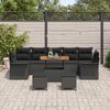vidaXL Garden Sofa Set Height-Adjustable 10 pcs Black Poly Rattan