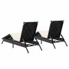 vidaXL Sun Loungers with Cushions 2 pcs Black Poly Rattan