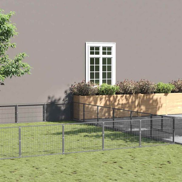 vidaXL Dog Kennel Silver 54 m&sup2; Steel