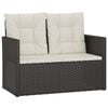 vidaXL Garden Bench with Cushions Black 105 cm Poly Rattan