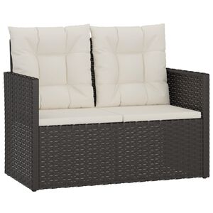 vidaXL Garden Bench with Cushions Black 105 cm Poly Rattan