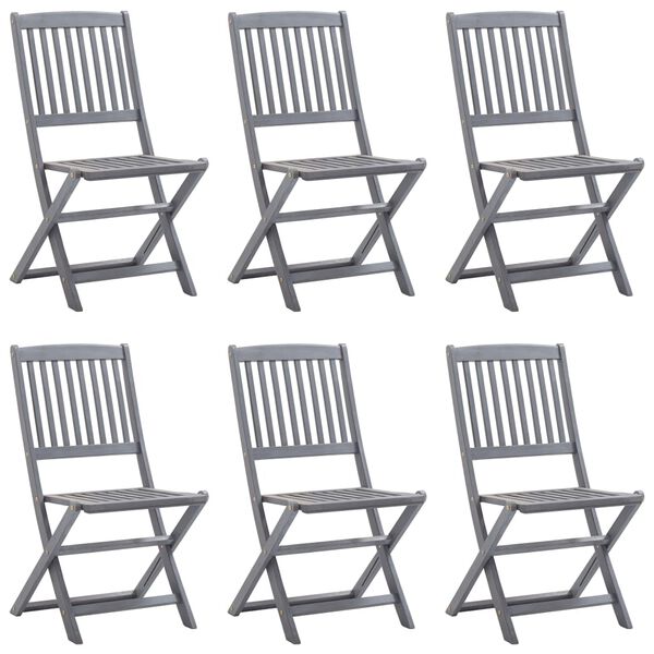 vidaXL Folding Outdoor Chairs 6 pcs with Cushions Solid Acacia Wood