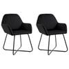 vidaXL Dining Chair | Set of 2 | Black | Velvet and powder-coated steel
