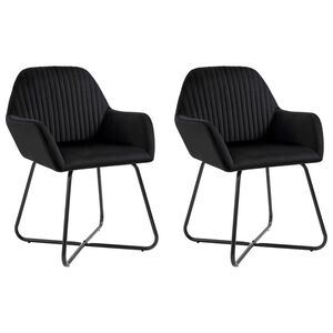 vidaXL Dining Chair | Set of 2 | Black | Velvet and powder-coated steel