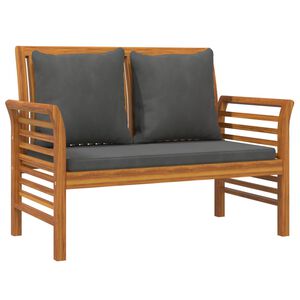 vidaXL Sofa Bench with Dark Grey Cushions Solid Wood Acacia