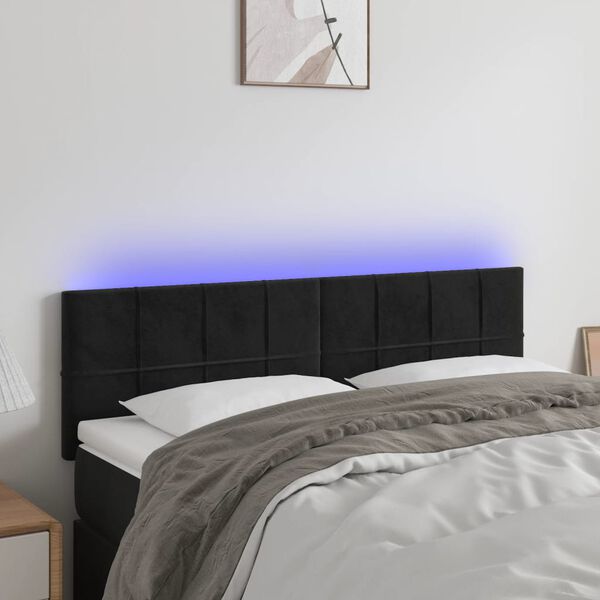 vidaXL LED Headboard Black 144 cm Velvet