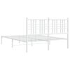 vidaXL Metal Bed Frame without Mattress with Headboard White 135x190cm