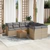 vidaXL 9 Piece Garden Sofa Set with Cushions Beige Poly Rattan