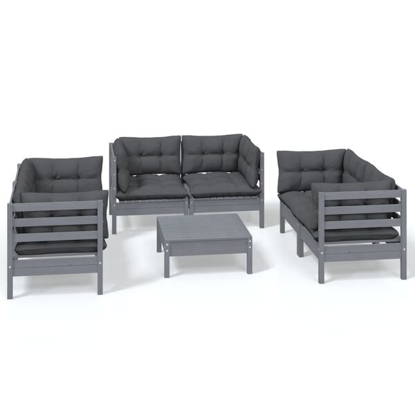 vidaXL 7 Piece Garden Lounge Set with Cushions Solid Pinewood