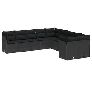 vidaXL Garden Sofa Set Height-Adjustable 13 pcs Black Poly Rattan