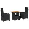 vidaXL 3 Piece Garden Dining Set with Cushions Black Poly Rattan