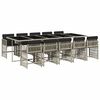 vidaXL 11 Piece Garden Dining Set with Cushions Light Grey Poly Rattan
