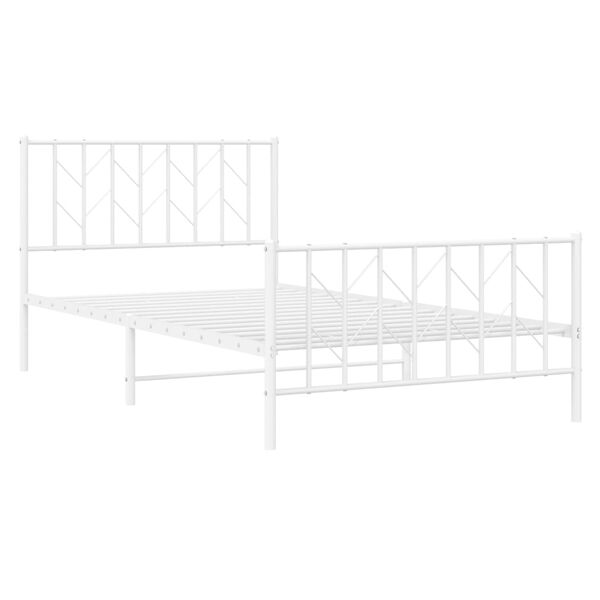 vidaXL Metal Bed Frame without Mattress with Footboard&nbsp;White 107x203cm