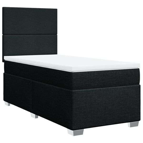 vidaXL Box Spring Bed with Mattress Black King Single Fabric